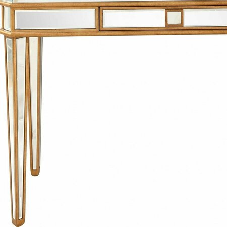 Homeroots 32 x 48 x 18 in. Antiqued Gold Finish Console Table 396661